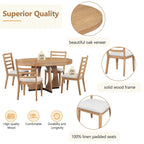 Ensemble de salle à manger rustique et fonctionnel 5 pièces, comprenant 1 table extensible avec rallonge de 40 cm et 4 chaises rembourrées