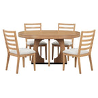 Ensemble de salle à manger rustique et fonctionnel 5 pièces, comprenant 1 table extensible avec rallonge de 40 cm et 4 chaises rembourrées