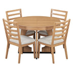 Ensemble de salle à manger rustique et fonctionnel 5 pièces, comprenant 1 table extensible avec rallonge de 40 cm et 4 chaises rembourrées