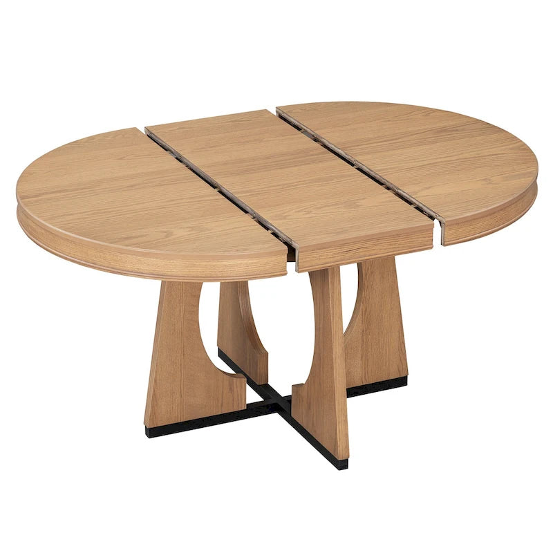Ensemble de salle à manger rustique et fonctionnel 5 pièces, comprenant 1 table extensible avec rallonge de 40 cm et 4 chaises rembourrées