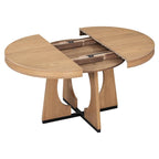 Ensemble de salle à manger rustique et fonctionnel 5 pièces, comprenant 1 table extensible avec rallonge de 40 cm et 4 chaises rembourrées