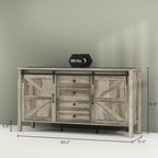 HOMCOM 59 Inch Farmhouse Sideboard Buffet Cabinet with Thick Top, Coffee Bar Cabinet with 2 Adjustable Shelves for Kitchen