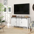 HOMCOM 59 Inch Farmhouse Sideboard Buffet Cabinet with Thick Top, Coffee Bar Cabinet with 2 Adjustable Shelves for Kitchen