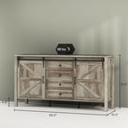 HOMCOM 59 Inch Farmhouse Sideboard Buffet Cabinet with Thick Top, Coffee Bar Cabinet with 2 Adjustable Shelves for Kitchen