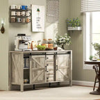 HOMCOM 59 Inch Farmhouse Sideboard Buffet Cabinet with Thick Top, Coffee Bar Cabinet with 2 Adjustable Shelves for Kitchen