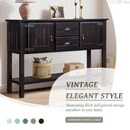 Solid Wood Sideboard Console Table with 2 Drawers and Cabinets and Bottom Shelf, Storage Dining Buffet Server Cabinet