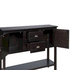 Solid Wood Sideboard Console Table with 2 Drawers and Cabinets and Bottom Shelf, Storage Dining Buffet Server Cabinet