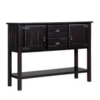 Solid Wood Sideboard Console Table with 2 Drawers and Cabinets and Bottom Shelf, Storage Dining Buffet Server Cabinet