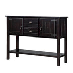 Solid Wood Sideboard Console Table with 2 Drawers and Cabinets and Bottom Shelf, Storage Dining Buffet Server Cabinet