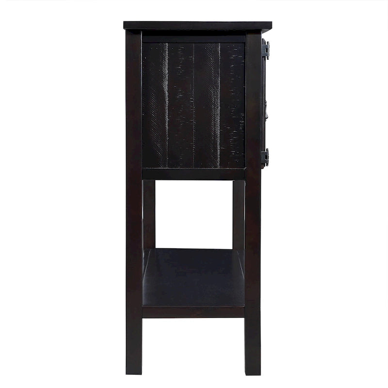 Solid Wood Sideboard Console Table with 2 Drawers and Cabinets and Bottom Shelf, Storage Dining Buffet Server Cabinet
