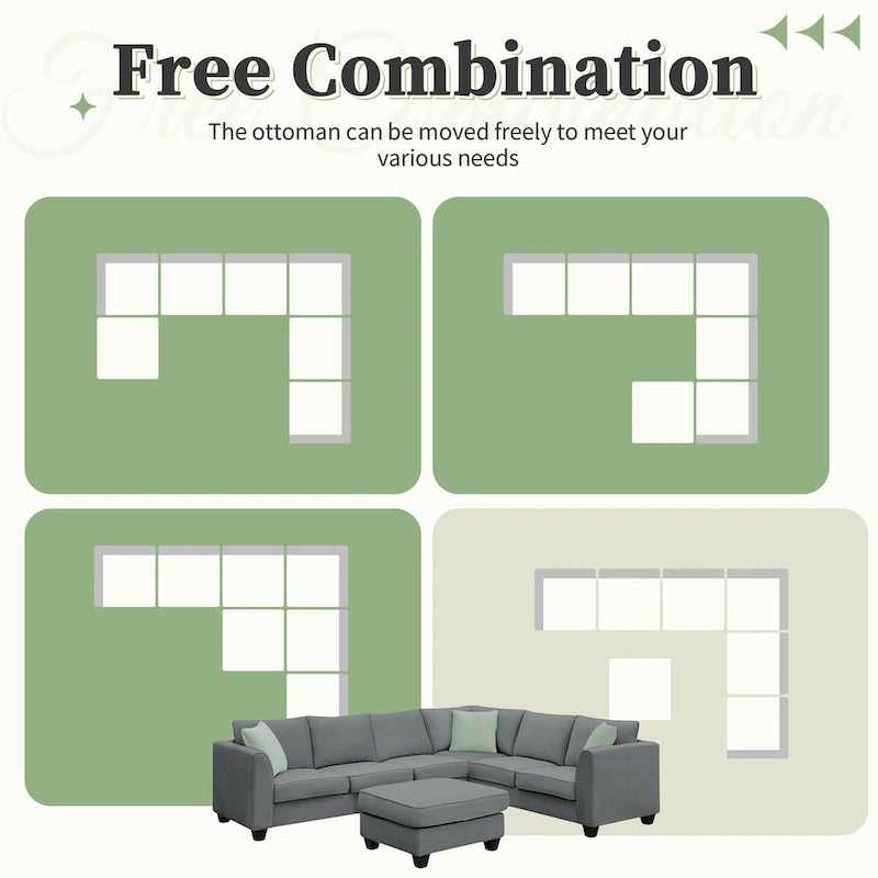 Sectional Sofa Couches Living Room Sets,7 Seats Modular Sectional Sofa