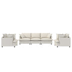 Canapé d'angle modulaire en chenille, canapé et 2 fauteuils rembourrés