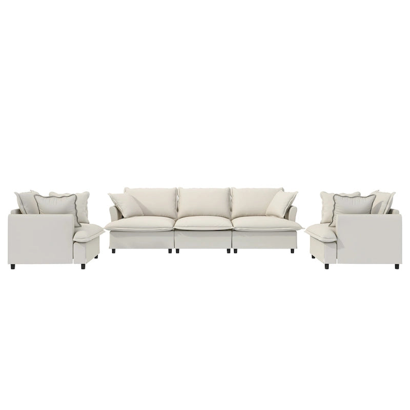 Canapé d'angle modulaire en chenille, canapé et 2 fauteuils rembourrés
