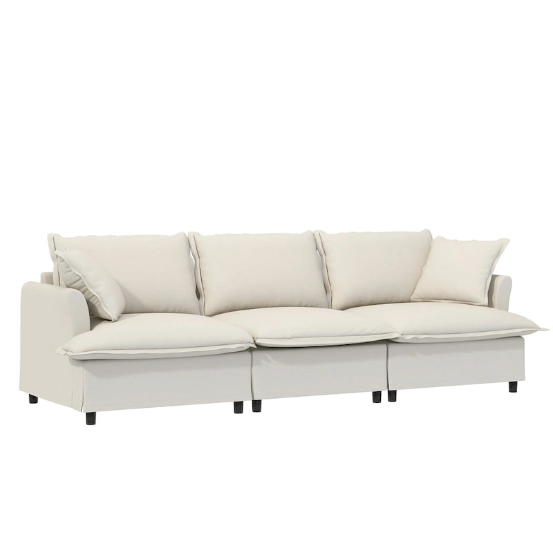 Canapé d'angle modulaire en chenille, canapé et 2 fauteuils rembourrés