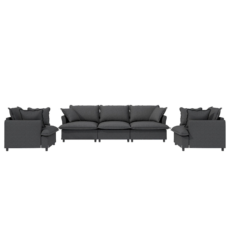 Canapé d'angle modulaire en chenille, canapé et 2 fauteuils rembourrés