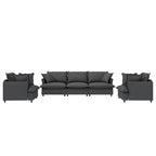 Canapé d'angle modulaire en chenille, canapé et 2 fauteuils rembourrés
