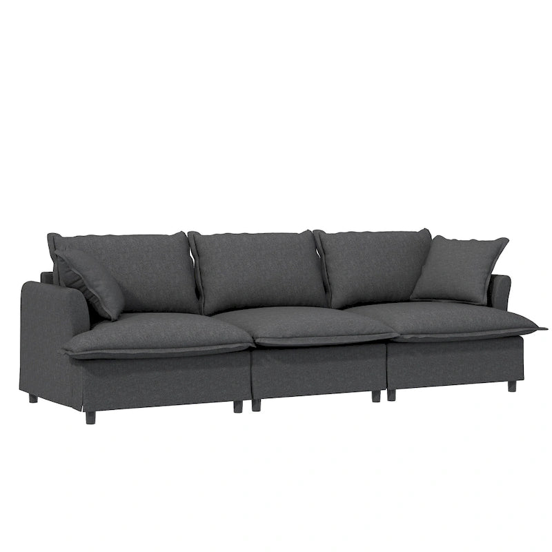Canapé d'angle modulaire en chenille, canapé et 2 fauteuils rembourrés