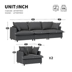 Canapé d'angle modulaire en chenille, canapé et 2 fauteuils rembourrés