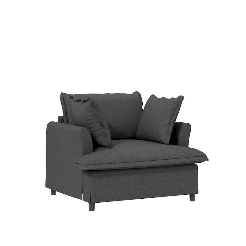 Canapé d'angle modulaire en chenille, canapé et 2 fauteuils rembourrés