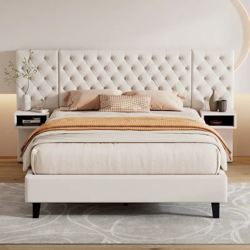 Christopher Knight Home - Alexander King Velvet Upholstered Tufted Platform Bed with Nightstands