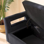 67.91 Velvet Storage Bench with Armrests and Wood Frame for Bedroom