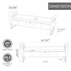 67.91 Velvet Storage Bench with Armrests and Wood Frame for Bedroom