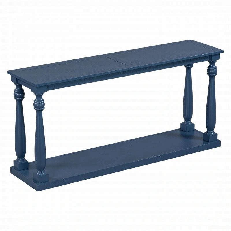Vintage 63 Long Console Table with Bottom Shelf and Solid Wood Legs for Entryway and Hallway Decor