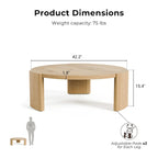Furniture of America Minst Modern Oak Wood Round Coffee Table