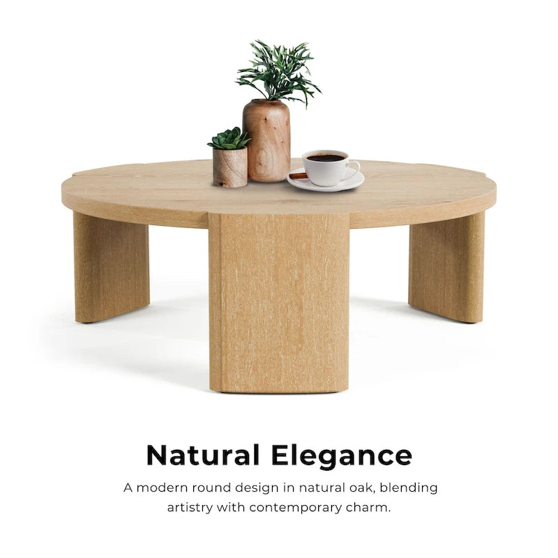 Furniture of America Minst Modern Oak Wood Round Coffee Table