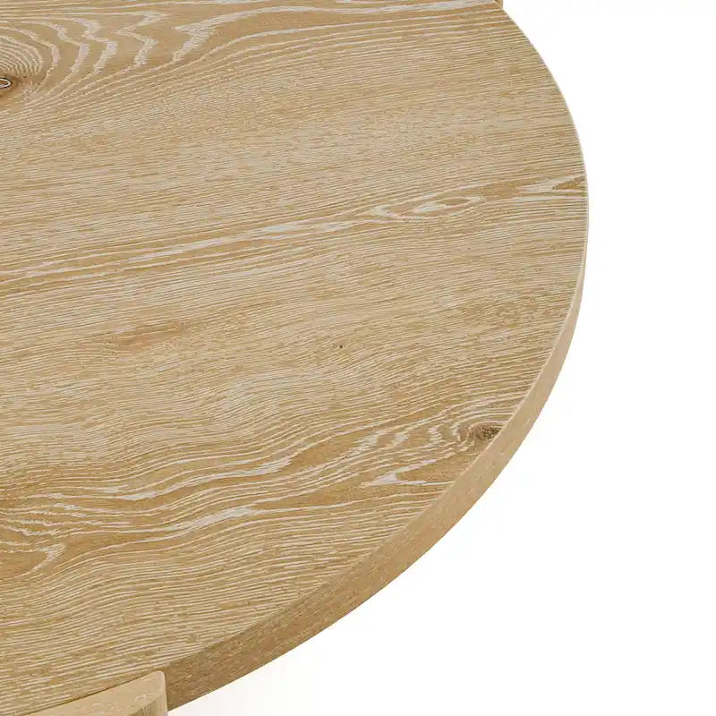 Furniture of America Minst Modern Oak Wood Round Coffee Table
