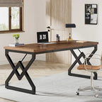 63-inch Executive Desk with Metal Frame, Modern Office Computer Desk for Home Office