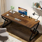 63-inch Executive Desk with Metal Frame, Modern Office Computer Desk for Home Office