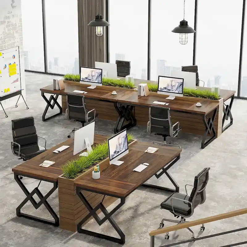 63-inch Executive Desk with Metal Frame, Modern Office Computer Desk for Home Office