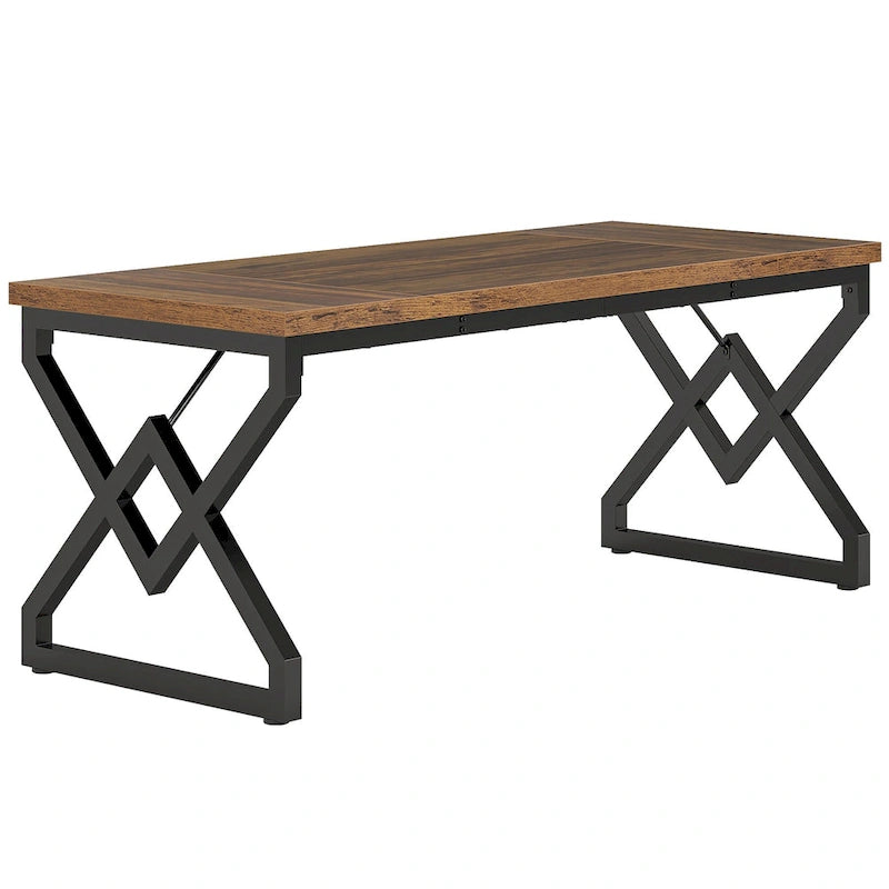 63-inch Executive Desk with Metal Frame, Modern Office Computer Desk for Home Office