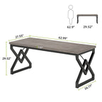 63-inch Executive Desk with Metal Frame, Modern Office Computer Desk for Home Office