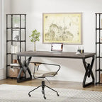 63-inch Executive Desk with Metal Frame, Modern Office Computer Desk for Home Office