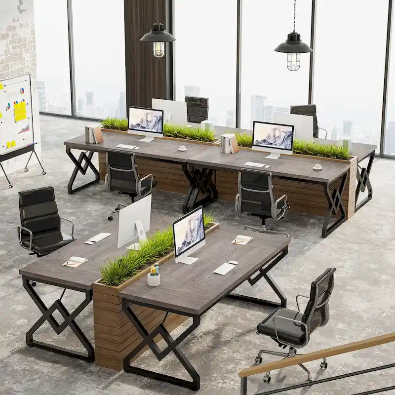 63-inch Executive Desk with Metal Frame, Modern Office Computer Desk for Home Office