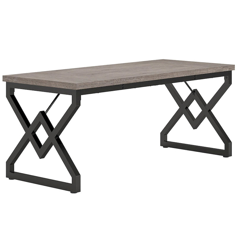 63-inch Executive Desk with Metal Frame, Modern Office Computer Desk for Home Office
