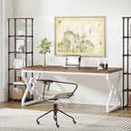 63-inch Executive Desk with Metal Frame, Modern Office Computer Desk for Home Office