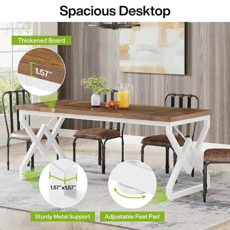 63-inch Executive Desk with Metal Frame, Modern Office Computer Desk for Home Office