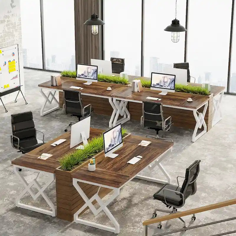 63-inch Executive Desk with Metal Frame, Modern Office Computer Desk for Home Office