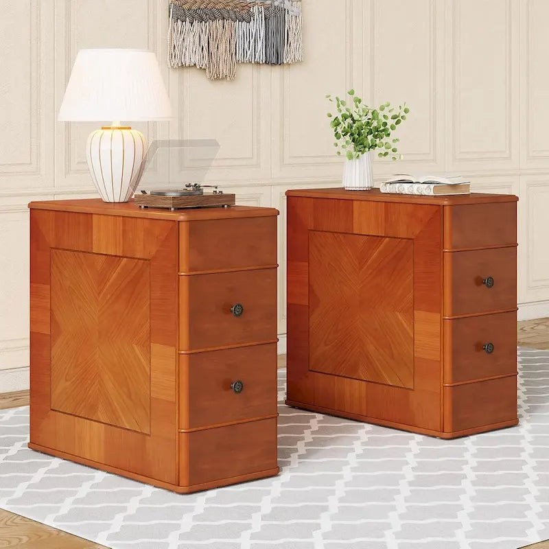 Table d'appoint vintage avec 2 tiroirs, table de chevet