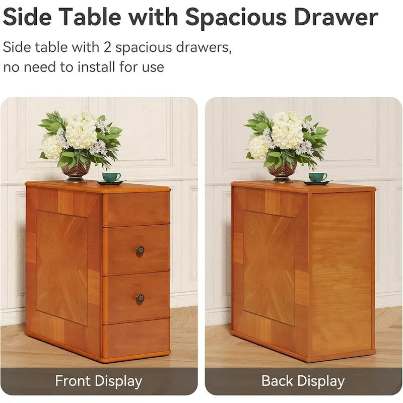 Table d'appoint vintage avec 2 tiroirs, table de chevet