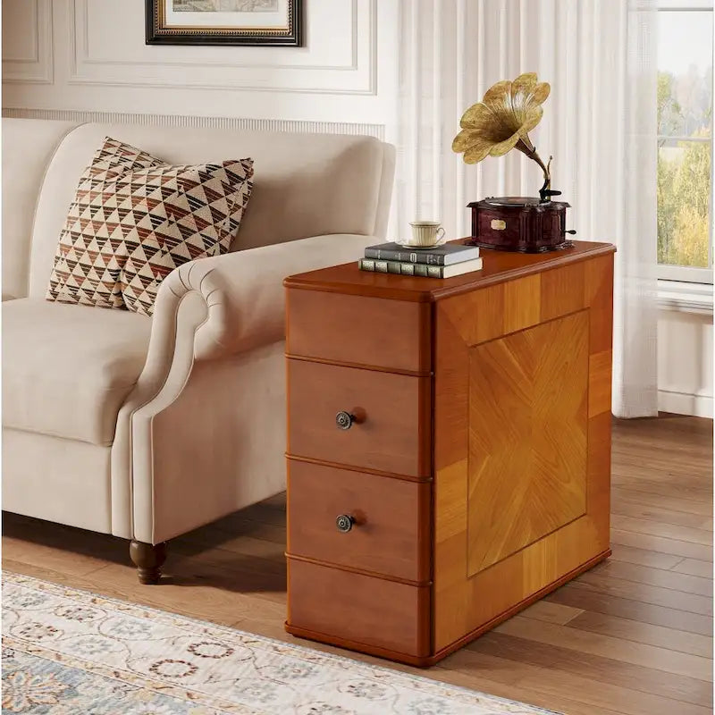 Table d'appoint vintage avec 2 tiroirs, table de chevet