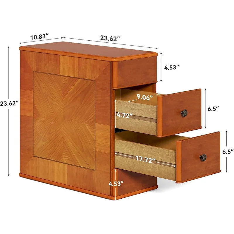 Table d'appoint vintage avec 2 tiroirs, table de chevet