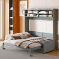 Lit escamotable convertible queen size avec canapé - Design 2-en-1 compact avec rangement intégré, mécanisme à double piston