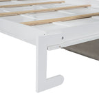 Lit escamotable convertible queen size avec canapé - Design 2-en-1 compact avec rangement intégré, mécanisme à double piston