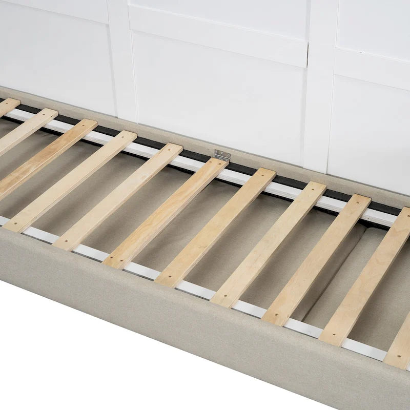 Lit escamotable convertible queen size avec canapé - Design 2-en-1 compact avec rangement intégré, mécanisme à double piston
