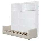 Lit escamotable convertible queen size avec canapé - Design 2-en-1 compact avec rangement intégré, mécanisme à double piston