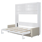 Lit escamotable convertible queen size avec canapé - Design 2-en-1 compact avec rangement intégré, mécanisme à double piston